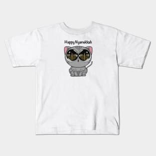 Happy Nyanukkah (black) Kids T-Shirt